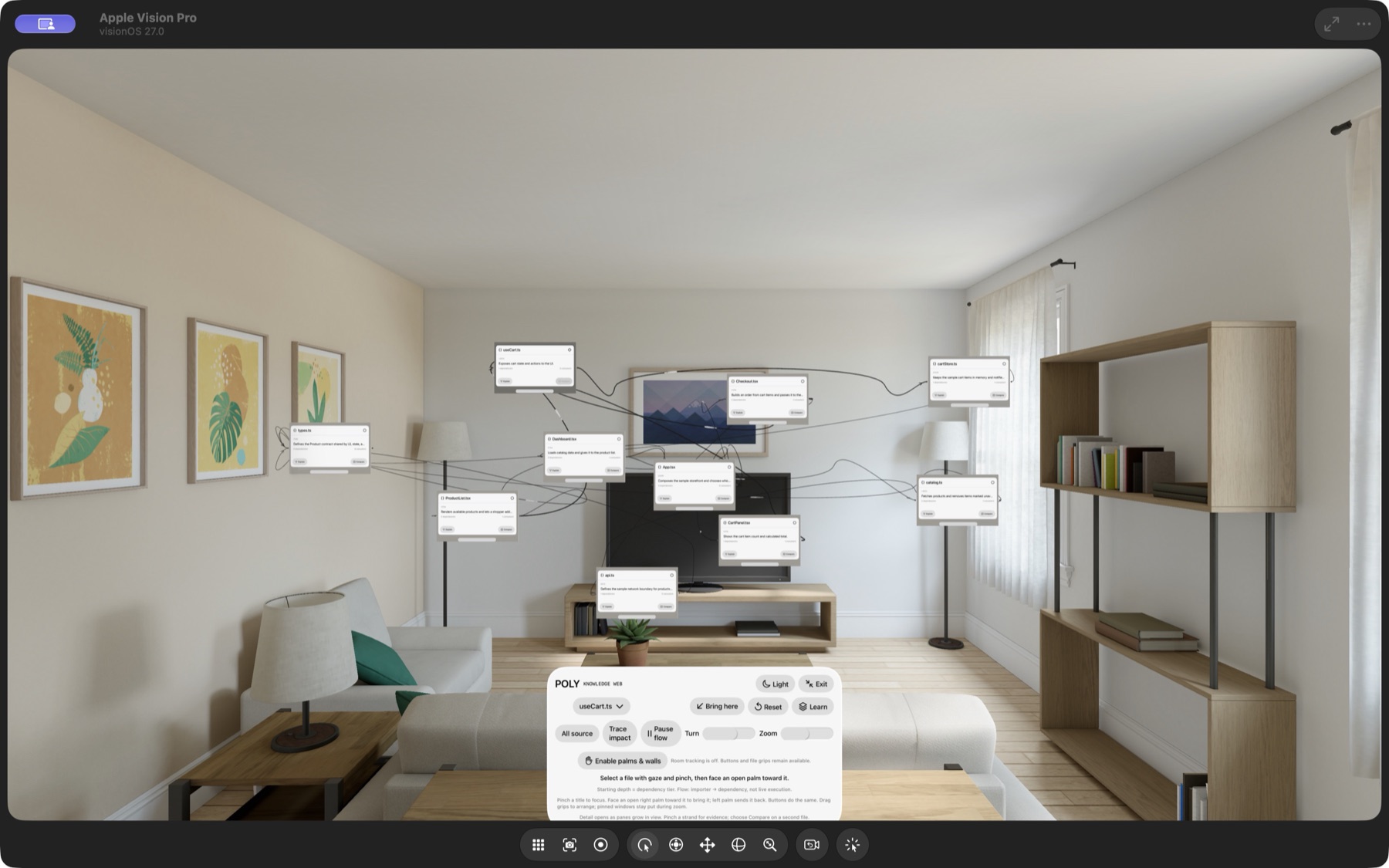 Spatial code map · visionOS simulator